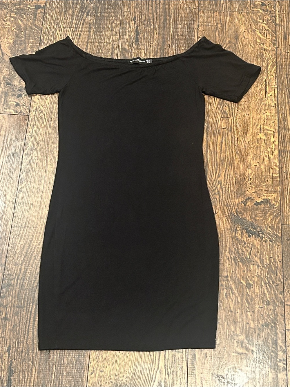 PrettyLittleThing Black Off-Shoulder Mini Dress